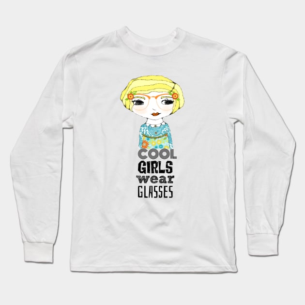 Cool Girls Wear Glasses -- Tolley Long Sleeve T-Shirt by tracey